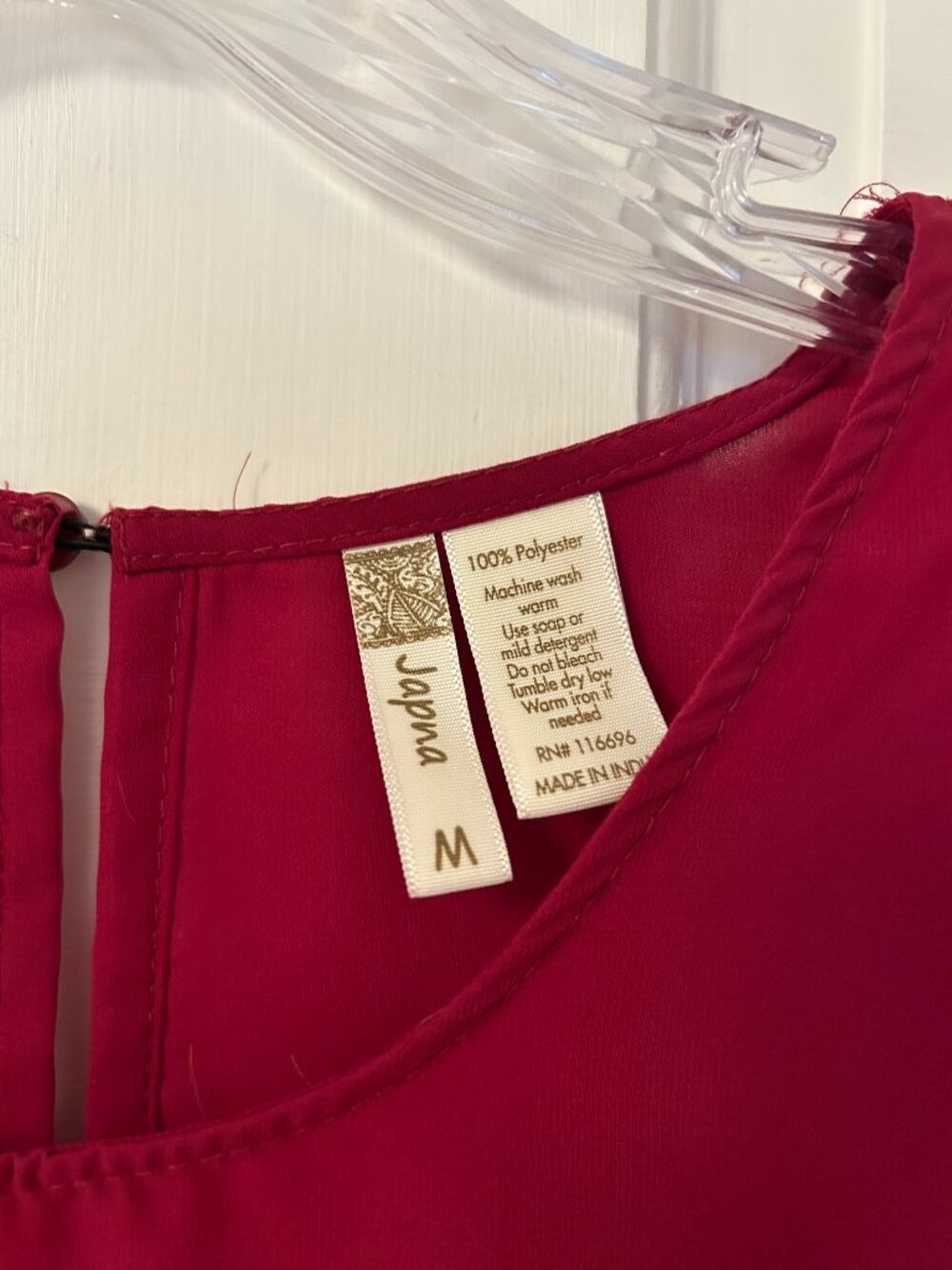 Japna Raspberry Blouse with Ruffle Sleeves Size Medium - Picture 2 of 3